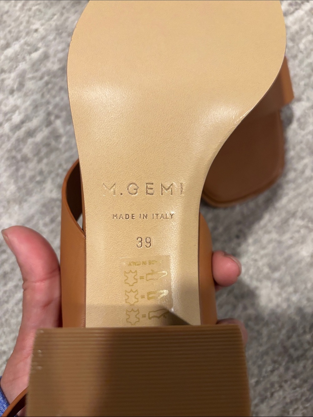 M.gemi Women's Tan Strappy Block Heel Sandals size eu 39 usa 8.5 - Picture 4 of 4